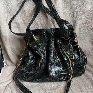 Chic Elliot Lucca Black Snakeskin Shoulder Bag